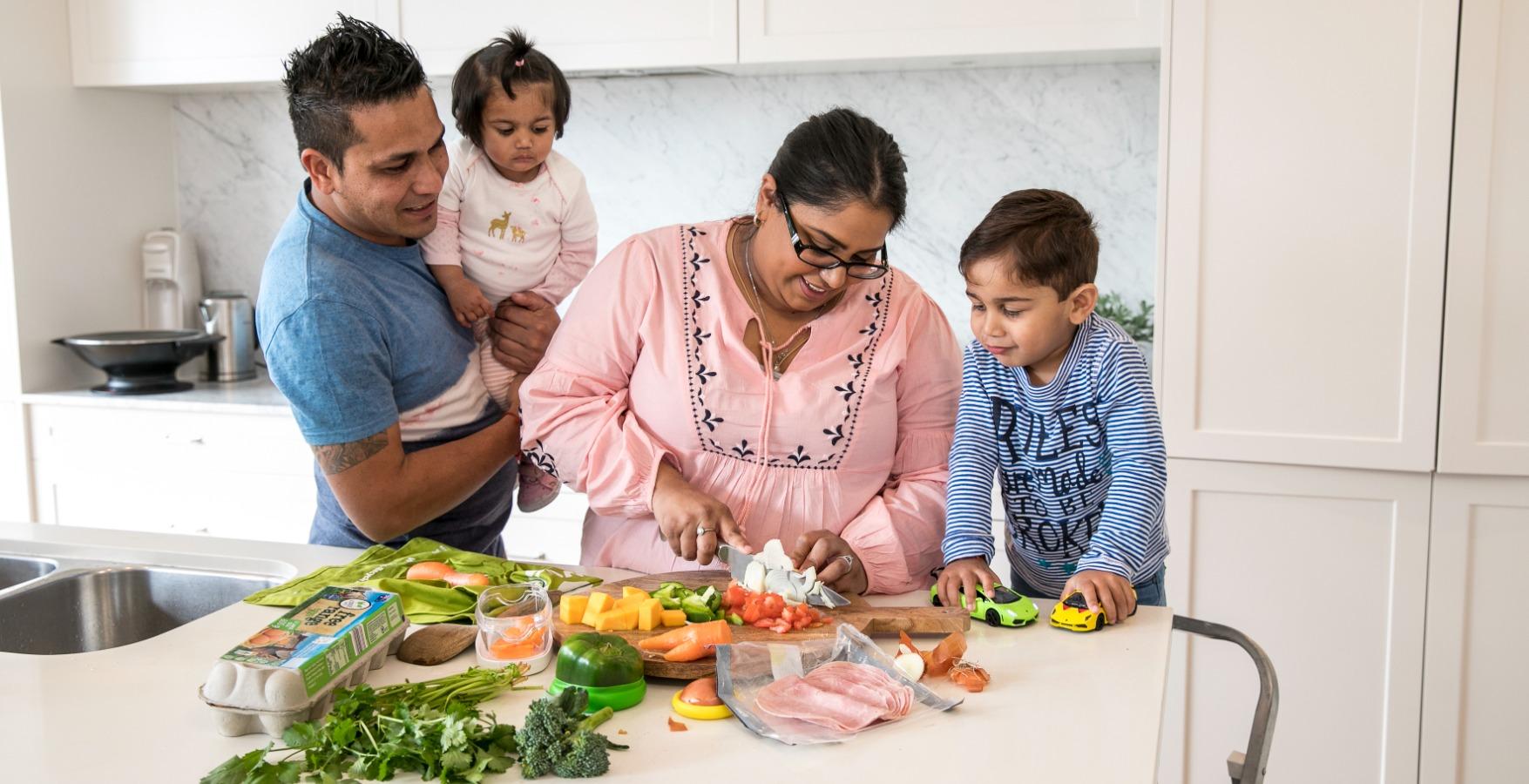 Family cooking in the kitchen