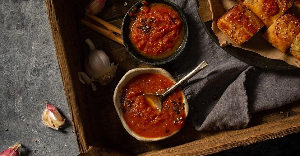 Image of tomato sauce and sausage rolls