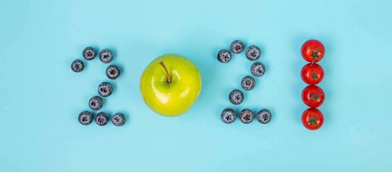 2021 spelled out using food